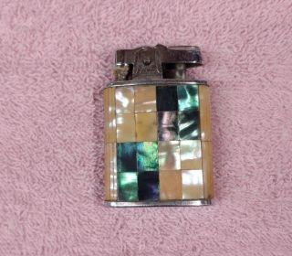 Vintage Fisher Lighter - Pink And Green Mother Of Pearl - Design - Colorful
