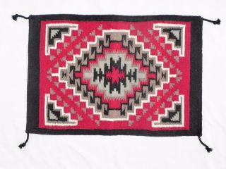100 Wool Hand Woven Rug Tapestry Wall Hanging Intricate White Red & Black 3 