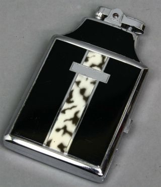 Ronson Pre - War Mastercase Cigarette Lighter/case Combo Art Deco Black Chrome