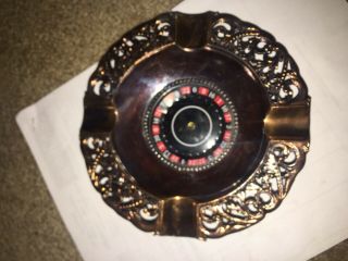 Vintage Las Vegas Metal Roulette Wheel Ashtray