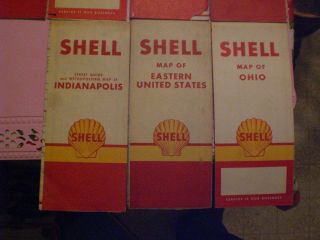 Seven Vintage Shell Oil Company Maps.