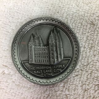 1981 Pewter Miniature Plate The Mormon Temple Just 1 3/4 Inches T55
