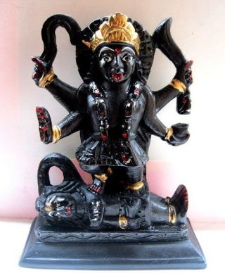 Hindu Goddess Kali Maa Mahakali Mata Dark Black Marble Statue Idol Energized