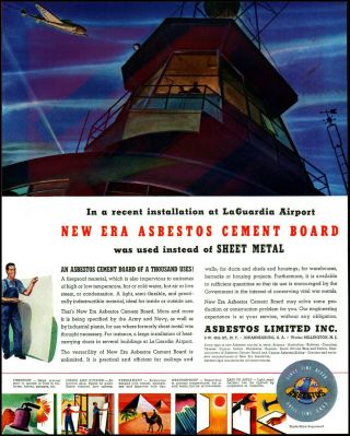 1943 Laguardia Airport Control Tower Asbestos Limited Vintage Art Print Ad Adl48