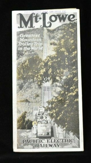Vintage Brochure: Mt.  Lowe Pacific Electric Railway Los Angeles California
