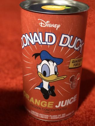 Disney D23 Expo 2019 Limited Edition Donald Duck Plush In A Juice Can In Hand