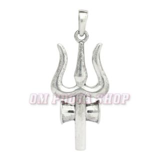 Trishul Pendant In Pure Sterling Silver Shiva Trident Protect Lockets Om Pooja