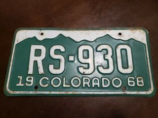 1968 Colorado License Plate Rs - 930 Porsche 911 930 Rs Sc