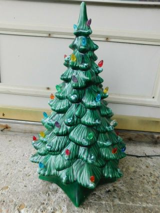 Vintage Holland Mold Two Piece Ceramic Lighted Christmas Tree W/jingle Bells