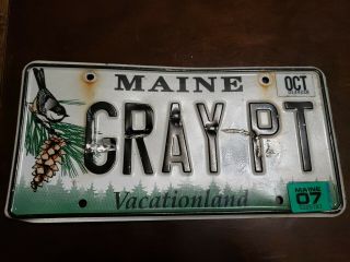2007 Maine Vanity License Plate Gray Pt Chickadee Pt Cruiser