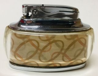 Vintage Art Deco Ronson Trophy Clear Acrylic Swirled Design Table Lighter L@@k