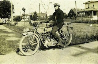 Pope Motorcycle 1917 Antique Snapshot Photo - Oregon License Plate Rare