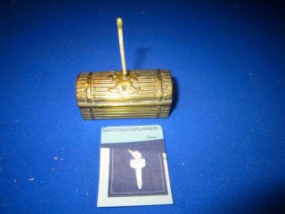 C.  1880 Brass Desk Table Go To Bed Match Holder Vesta Case Match Safe Striker