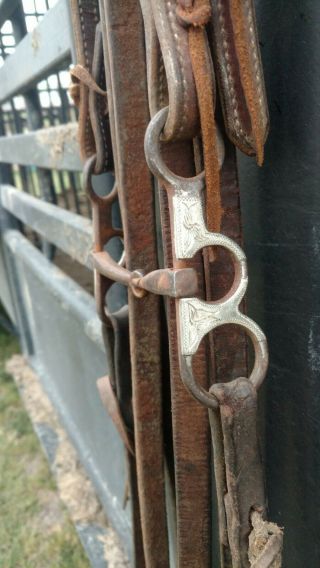 Handmade Old Silver Mounted Argentine Snaffle Bit Complete With Reins Headstall