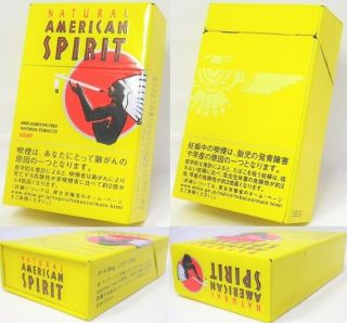 American Spirit Tobacco Case Can Tin Cigar Cigarette Box Rare Yellow