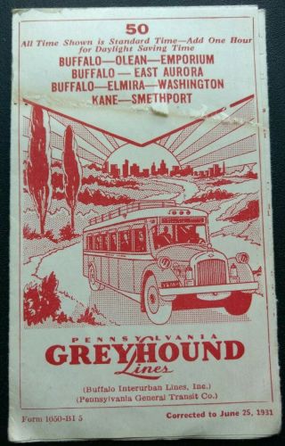 Pennsylvania Greyhound Lines 1931,  Including Kane,  Smethport,  Emporium