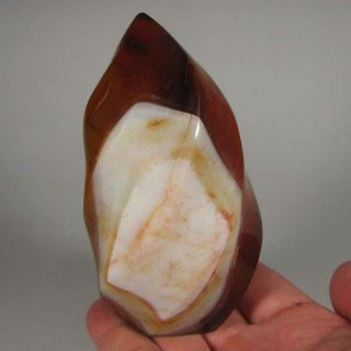 4.  5 " Carnelian Agate Flame Polished Standup Display Stone - Madagascar - 1 Lb.