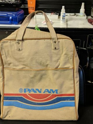 Pan Am Airlines Vintage Pilot Flight Attendant Beige Canvas Travel Tote Bag