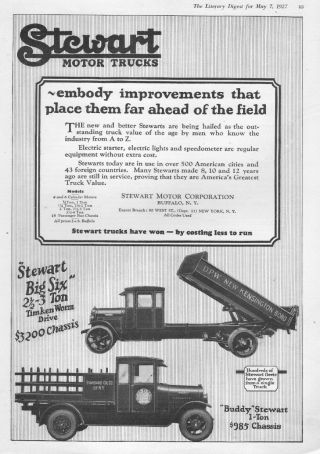 1927 Antique Truck Ad Stewart Motor Trucks Big Six Dump Truck Buffalo Ny 070518