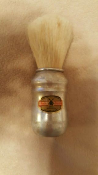 Vintage Rein Borste Shaving Soap Brush Aluminum Handle Made In Germany Rare
