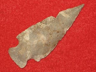Authentic Native American Artifact Arrowhead 3 - 1/4 " Arkansas Stemmed Knife J8