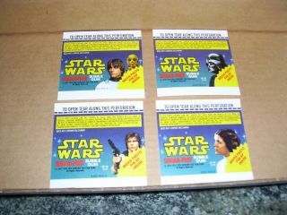 Set Of All 4 1978 Star Wars Sugar - Gum Wrappers No Folds