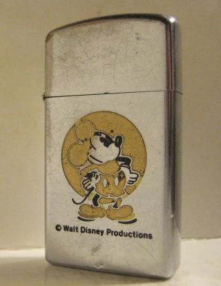 1976 Slim Size Zippo Mickey Mouse Walt Disney Productions