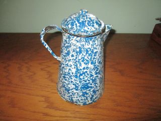 Vintage Enamelware Blue & White Swirl Coffee/tea Pot