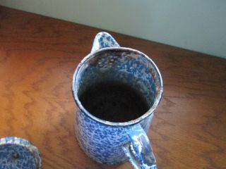 Vintage Enamelware Blue & White Swirl Coffee/Tea pot 6