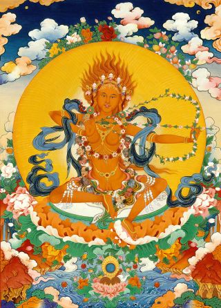 35inch Tibet Thangka Painting Buddhist Goddess Kurukulla Luxury Background Silk