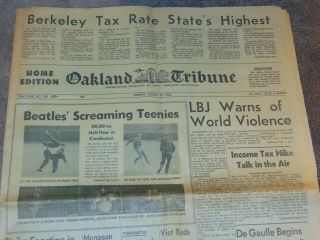 Aug.  30,  1966 Oakland Ca Newspaper: Beatles Concert At Candlestick Park