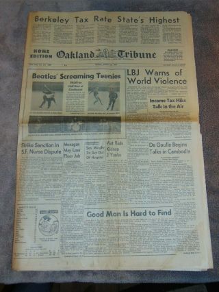 AUG.  30,  1966 OAKLAND CA NEWSPAPER: BEATLES CONCERT AT CANDLESTICK PARK 2
