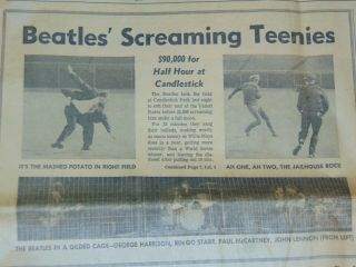 AUG.  30,  1966 OAKLAND CA NEWSPAPER: BEATLES CONCERT AT CANDLESTICK PARK 3