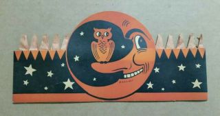 Halloween Paper Hat (moon & Owl) Made In U.  S.  A. ,  1930 