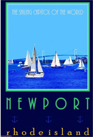 Newport Rhode Island Sailing United States America Travel Advertisement Poster