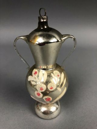 Vintage Blown Glass Christmas Tree Ornament Decoration Hand Painted Teapot Vase