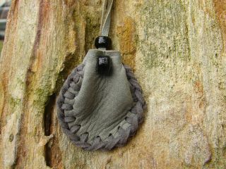 Native American Deerskin Medicine Bag Leather Necklace Pouch 2 " X 1.  5 "