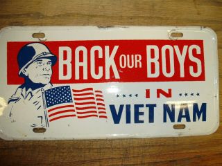 1967 Back Our Boys In Vietnam License Plate
