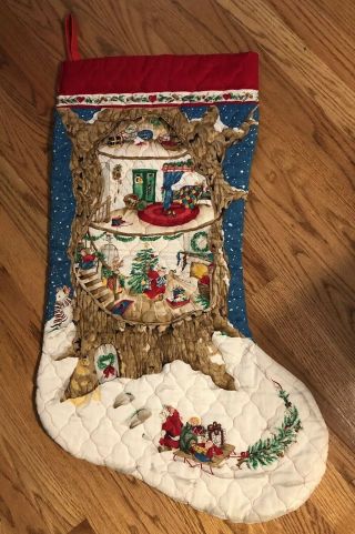 Vintage Quilted Christmas Stocking Mice Very Cute