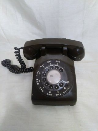 Vintage Itt Brown Rotary Dial Desk Top Telephone - Model 500