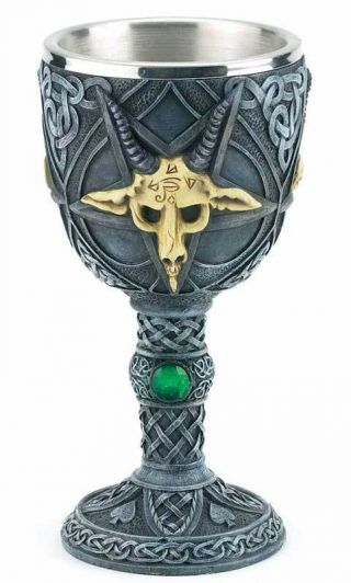 Goat Head Chalice Goblet Wiccan Pagan Witchcraft Altar Supply Rc100