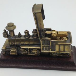 Vintage Brass Train Cigarette Table Lighter Locomotive Steam Engine Figurine