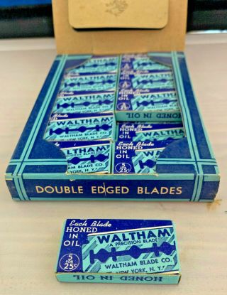Vintage Waltham Blade Co.  Razor Blades Store Display Box W/ 20 Full Boxes