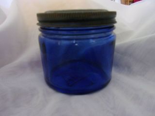 Vintage Noxzema Jar Cobalt Blue Glass Jar With Lid 1