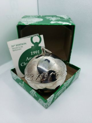 1991 Wallace Annual Silver Plate Sleigh Bell Christmas Ornament