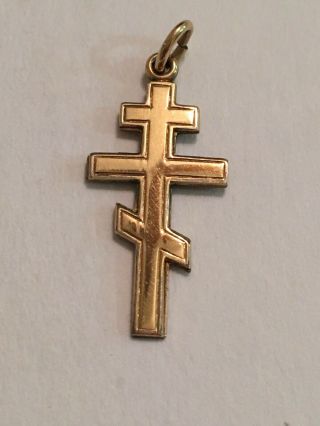 Vintage 14K Gold Byzantine Orthodox Catholic Cross Pendant 2