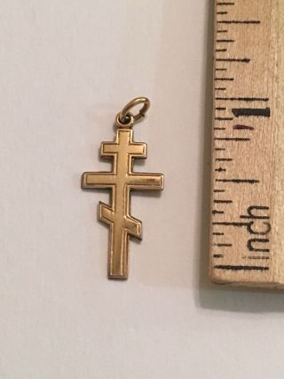 Vintage 14K Gold Byzantine Orthodox Catholic Cross Pendant 5