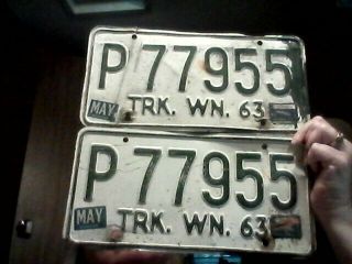 1963 Washington Truck License Plate Set With 1980 Stickers