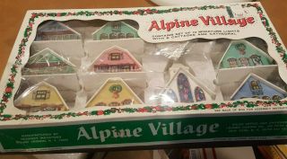 Vtg Xmas Tree Ornament Decoration Putz Alpine Village House Plastic Light Covers