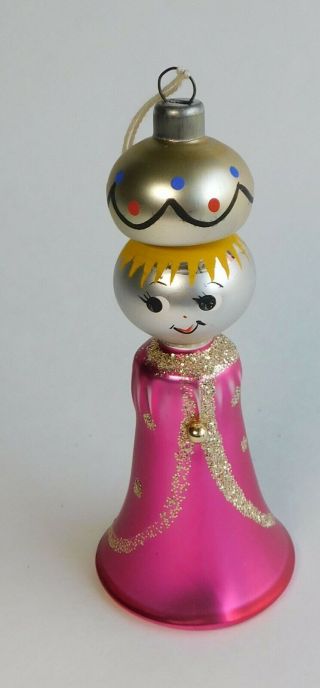 Vintage Hand Blown Mercury Glass Figural Queen Christmas Ornament